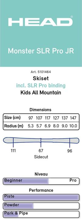 Produktbild Head Monster SLR Pro Kinder Ski Set 19/20 (147 cm, Ohne Bindung)