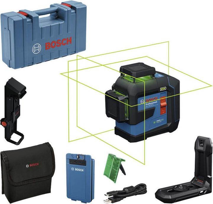 Craftsman's case, Laser target plate, Bag, Ceiling clamp DK 20 Professional, Line laser, Universal bracket LB 10, USB-C cable, BA 3.7V 3.0Ah XL battery