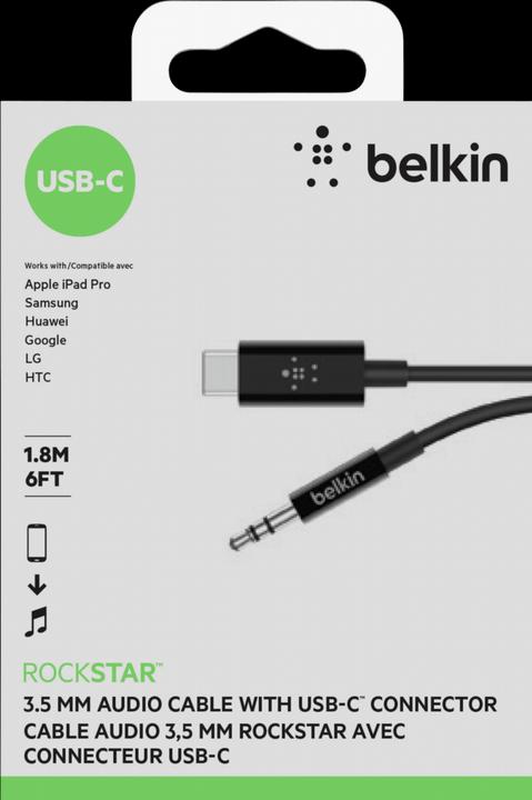 Produktbild Belkin RockStar 3,5mm - USB-C Kabel (1.80 m, 3.5mm Klinke (AUX))