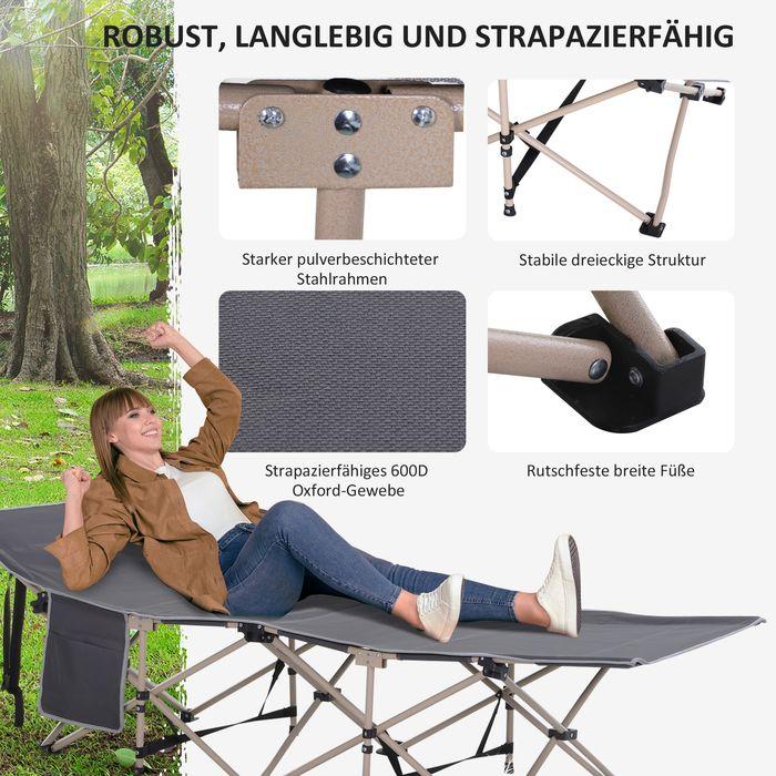 Image du produit Swisshandel24 Feldbett Campingbett Campingliege Faltbar Tragetasche Stahl Oxford Grau