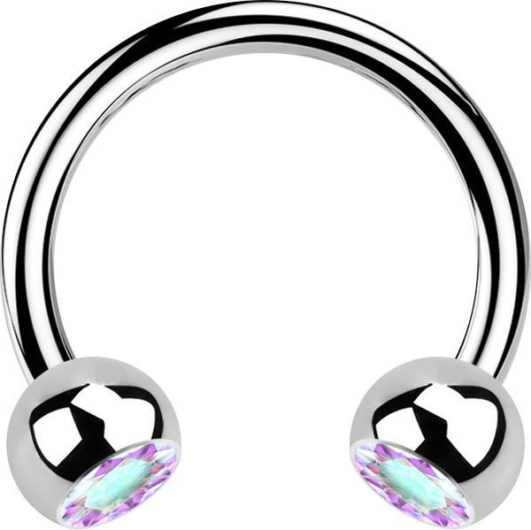 Produktbild Star Piercing Micro Circular Barbell silber mit zwei Kugeln Kristall multicolor (ohne Messing, Chirurgenstahl 316L)