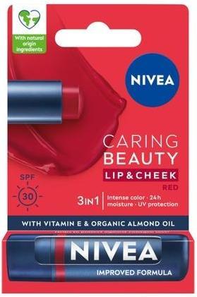 Actual product image NIVEA Caring Beauty 3 In 1 Caring Lip Balm Red 48g