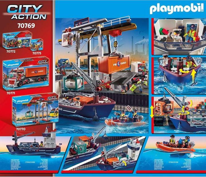 Actual product image Playmobil Large container ship with customs boat (70769, Playmobil City Action)