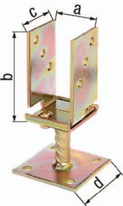Image du produit Alberts Support de poteaux en U réglable à visser 71-131 x 110 x 70 mm, galvanisé jaune, 1 pce (1 pcs)