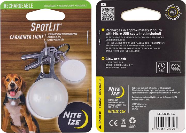 Produktbild Nite Ize SpotLit wiederaufladbare Karabinerhakenlampe - weiss