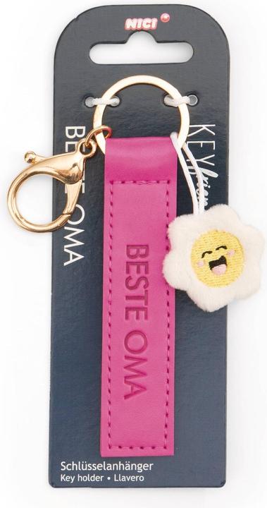 Produktbild Magni NICI Schlüsselanhänger Beste Oma Kunstlederband mit Blume pink 10cm