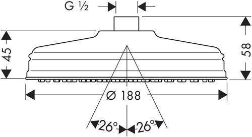 Actual product image hansgrohe AXOR Montreux 1jet overhead shower, 180 mm (1 Beam types, 20 l/min)