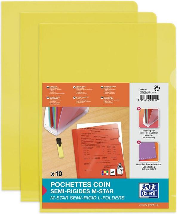 Produktbild Elba Sichthüllen M Star, aus PVC-Hartfolie 0,15 mm, gelb 2 seitliche Greiflöcher, glasklar (A4, 10 x)