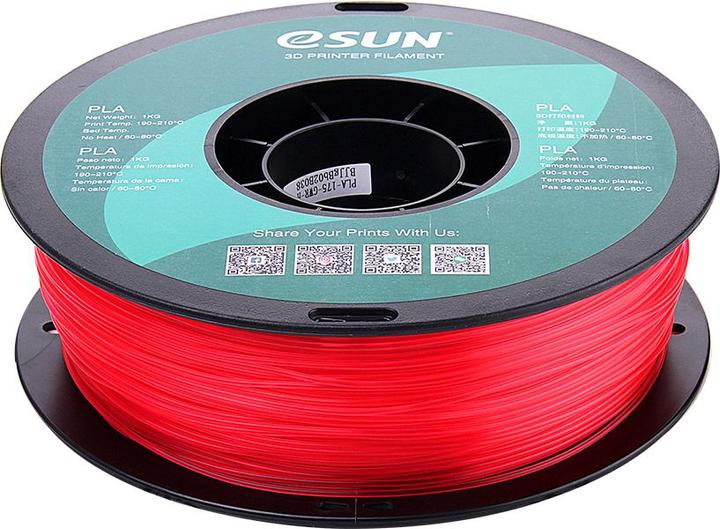 Actual product image eSUN PLA Red Transparent Filament 1.75mm 1Kg (PLA, 1.75 mm, 1000 g, Red)