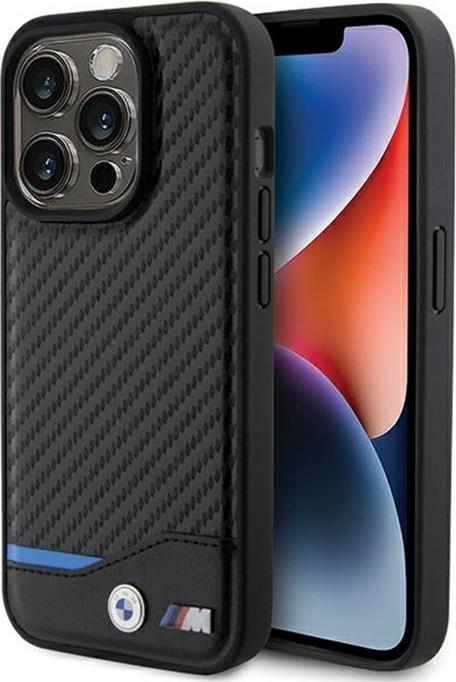 Immagine prodotto BMW BMHMP15X22NBCK Custodia rigida in pelle Carbon MagSafe per iPhone 15 Pro Max 6,7" in pelle/nero (Apple iPhone 15 Pro Max)