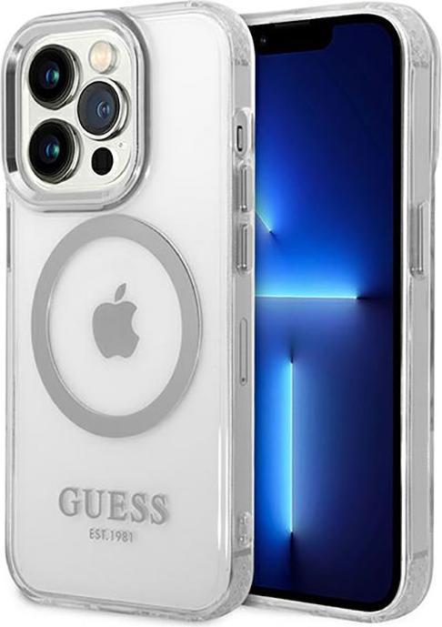 Immagine prodotto Guess GUHMP14LHTRMS Custodia rigida per iPhone 14 Pro 6.1" srebrny/argento Profilo in metallo Magsafe (Apple iPhone 14 Pro)