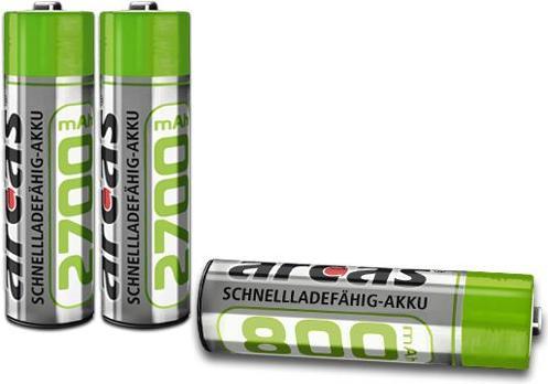 Actual product image Arcas 17708206 - Rechargeable Ni-MH batteries AA / HR6, 2 pieces, capacity 800 mAh, rechargeable, power (2 pcs., AA, 800 mAh)