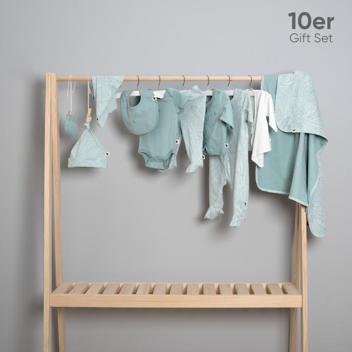 Immagine prodotto TotsTale Premium 10-teiliges Geschenkset aus Bio-Baumwolle – Erstausstattung für Neugeborene (50, 56, 62, 68)
