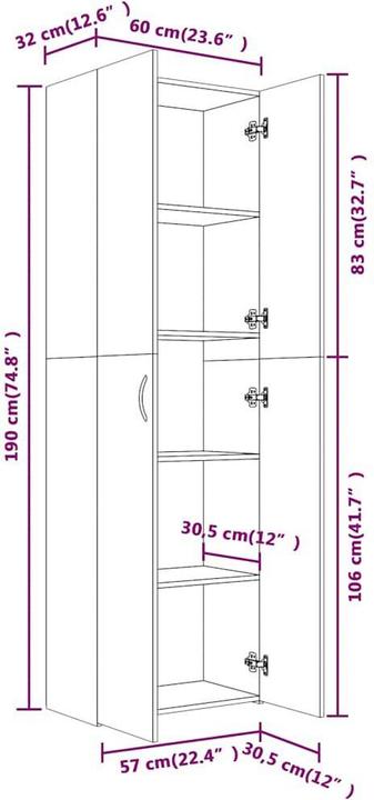 Produktbild VidaXL Cadeo (60 x 32 x 190 cm)