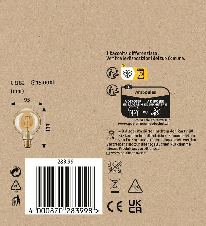 Produktbild Paulmann 1879 Filament Globe (E27, 2.50 W, 170 lm, 1 x)