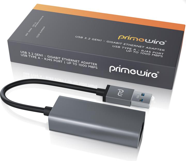Actual product image Primewire Network adapter USB type A to RJ-45 Ethernet, USB 3.2 network adapter external with Gigabit RJ45 (USB-C 3.2 Gen 1, RJ45 (1x))