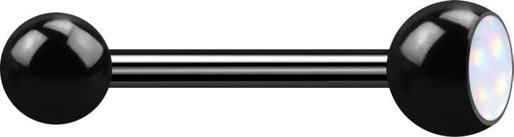 Star Piercing Barbell schwarz mit Kugel und Kugel Epoxidstein weiss (ohne Messing, Chirurgenstahl 316L)