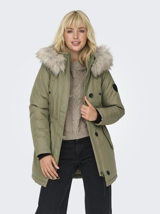 Produktbild Only Kapuze mit abnehmbarem Kunstfell-Rand Gerippte Ärmelbündchen Parka Langer Parka (S)