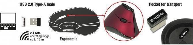 Image du produit Delock 12528 Souris 5 boutons SANS FIL, rouge (Sans fil)