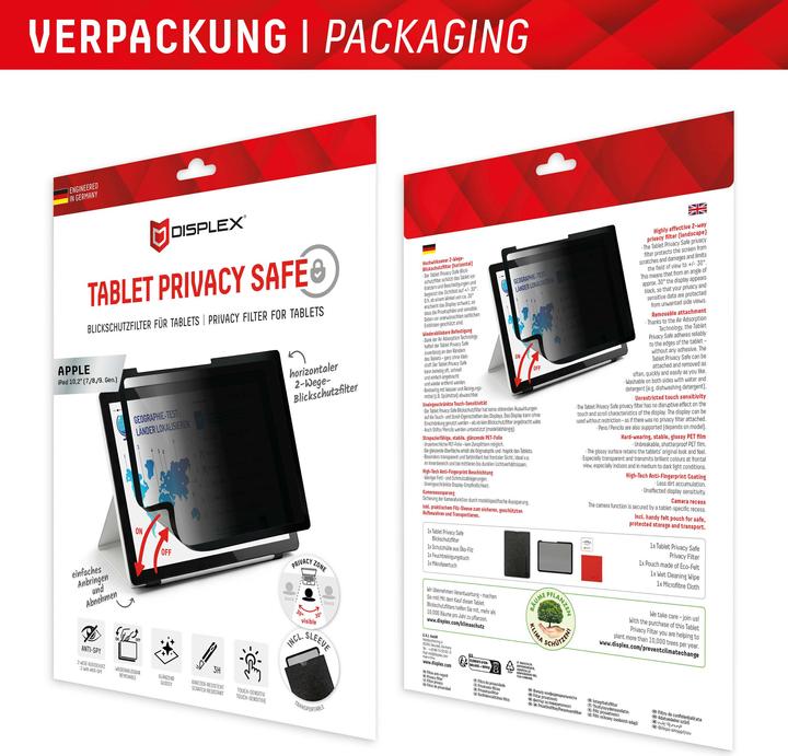 Actual product image Displex Tablet Privacy Safe, Tablet Blickschutzfolie (1 Piece, iPad 8, IPad 7th gen. 2019, IPad 9, iPad Air 2019 (3. Gen))
