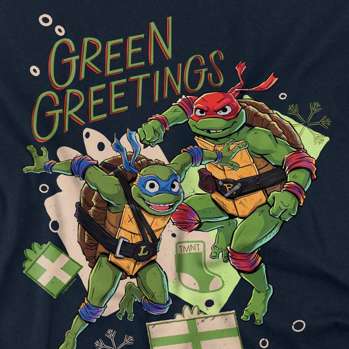 Immagine prodotto Teenage Mutant NT Christmas Greetings Maglietta Leonardo e Raffaello Adulto Unisex (S)