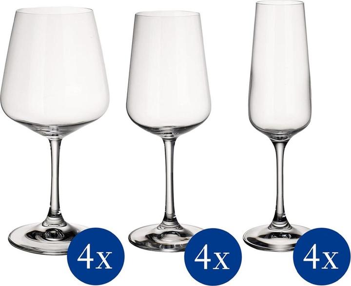 Actual product image Villeroy & Boch Set 12pcs Ovid (12 Glasses, White wine glasses, Champagne glasses, Red wine glasses)