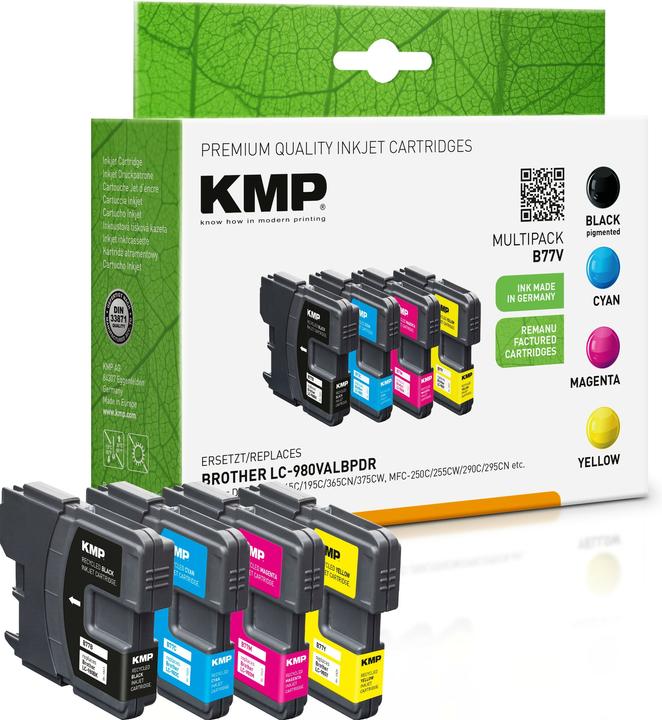 Actual product image KMP B77V Advantage Pack BK/C/M/Y compatible with Brother LC-980 (M, C, Y, FC)