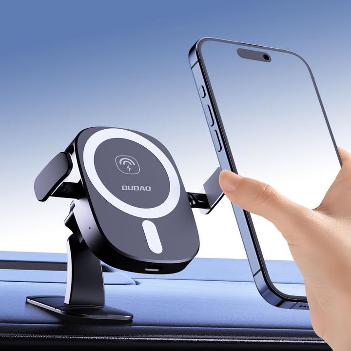 Actual product image Dudao FW11 car phone holder with 15W inductive charger for air vent / Cockpit - black
