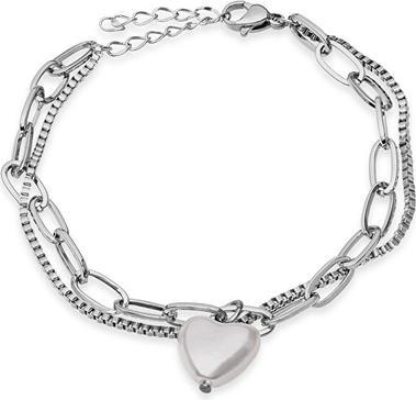 Trolli Troli - Double steel bracelet with pearl VEDB0538G (L)