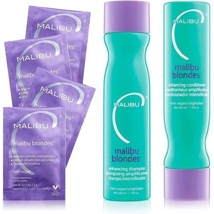 Image du produit Malibu C Blondes Wellness Kit Shampooing et Conditionneur Plus Eclaircissant Hebdomadaire (Set soin capillaire)