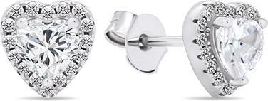 Brilio Silver - Romantic silver earrings with zircons Hearts EA574W