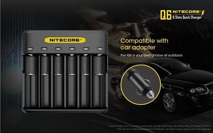 Immagine prodotto Nitecore Q6 6-Schacht-Ladegerät (1 pz., 14500, 16340, 18650, 26650, Accumulatore di carica elettrica)