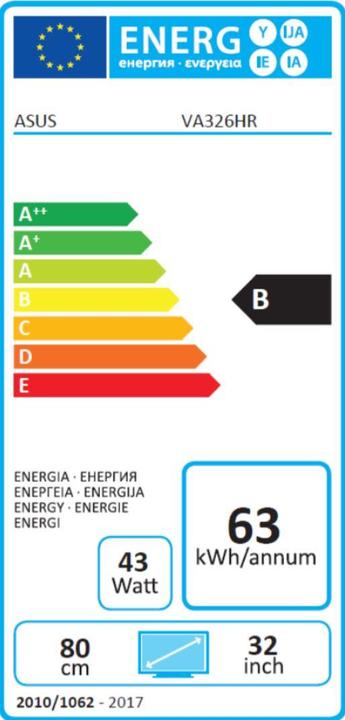 Energy Label ASUS VA326HR (1920 x 1080 pixels, 31.50")