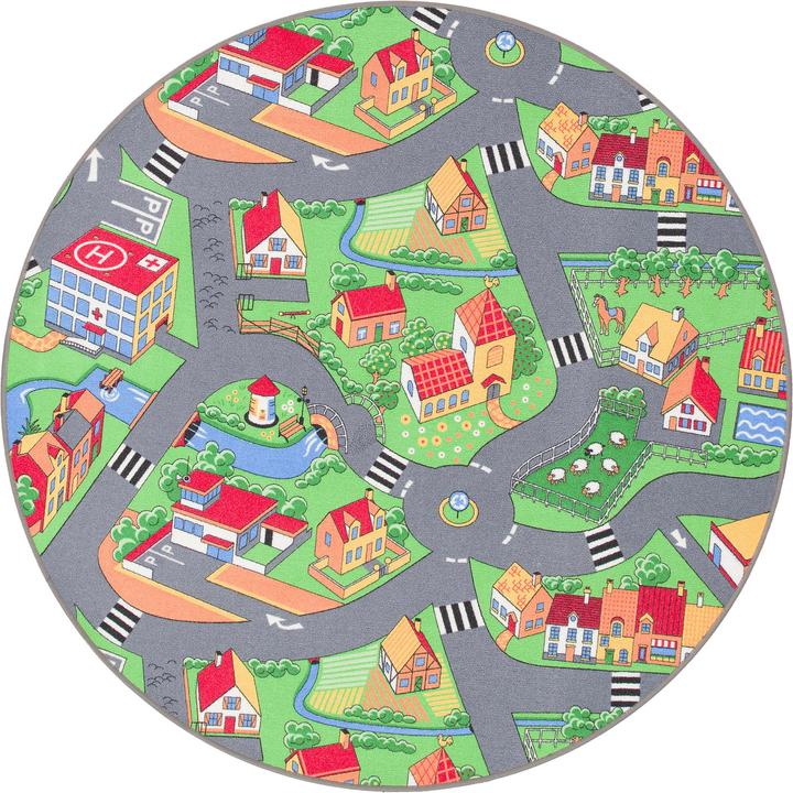 Produktbild Snapstyle Kinder Spiel Teppich Little Village Grün Rund (160 x 160 cm)