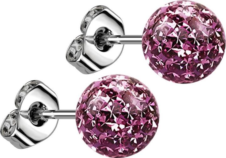 Star Piercing Ohrstecker silber mit Kristall Kugel hellviolett Epoxy Schutzschicht (ohne Messing, Chirurgenstahl 316L)
