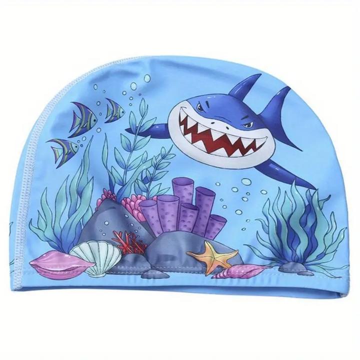 Produktbild Splash & Fun Elastische Stoff Kinder-Badekappe Hai