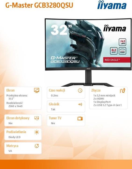 Produktbild iiyama G-Master GCB3280QSU-B1 (2560 x 1440 Pixel, 31.50")