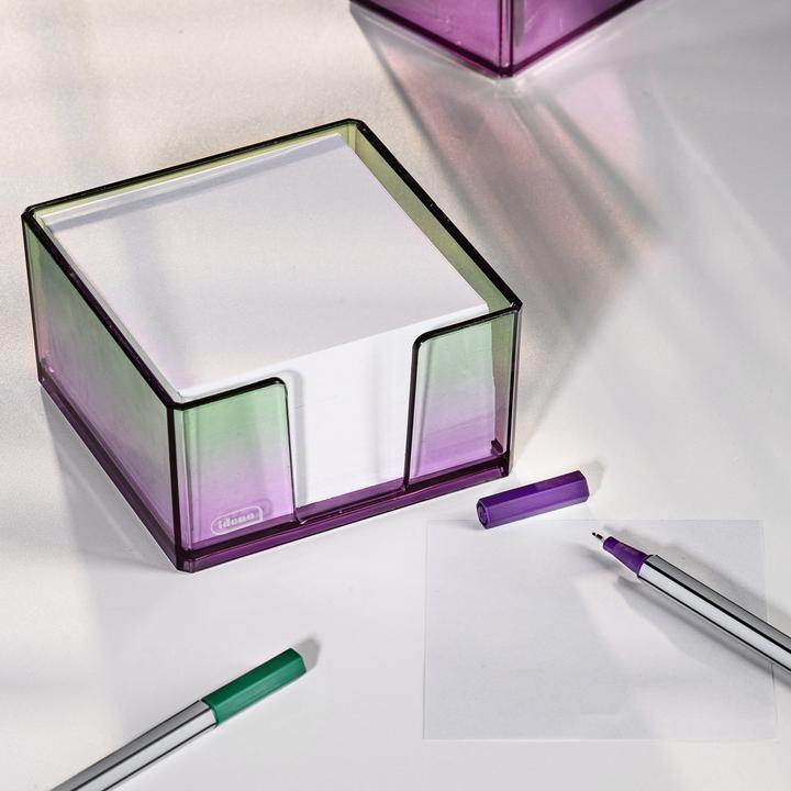 Produktbild Idena Zettelbox Bicolor Acryl 450 Blatt 80g/m² pink/grün 103x103x57mm