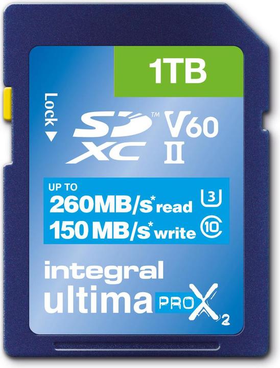 Actual product image SDXC Card 1TB Classe 10 UHS-II V 60 R260/W150 MB/s (Novelty) (1000 GB, SD, U3, UHS-II)