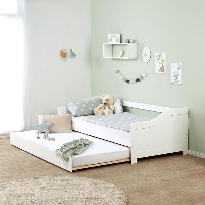 Produktbild Floki24 Kinderbett Funktionsbett Jugendbett Ausziehbett Kojenbett Gästebett - weiss, 90 x 200 cm (90 x 200 cm)