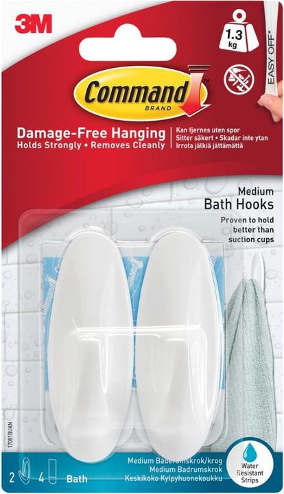 3M Command Medium Badhaken (Packung 2)