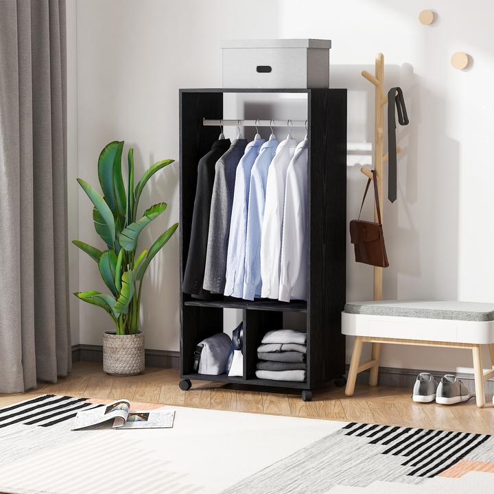 Produktbild Homcom Mobiler Kleiderschrank mit integrierter Kleiderstange (60 x 40 x 128 cm)