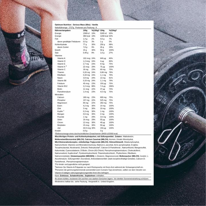 Produktbild Optimum Nutrition Serious Mass (Sportgetränkepulver, Vanille, 1 Stk., 3022 g)