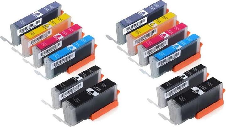 Actual product image Hermex Compatible Canon Pixma TS8250 Replacement Ink Cartridges (M, Y, FC, C, PC, PM)