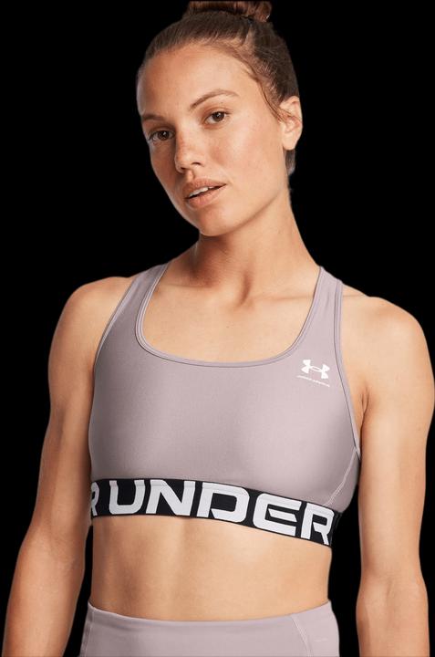 Christina Aguilera Under Armour Heatgear® Armour Mid Branded Sports Bra Gray Woman