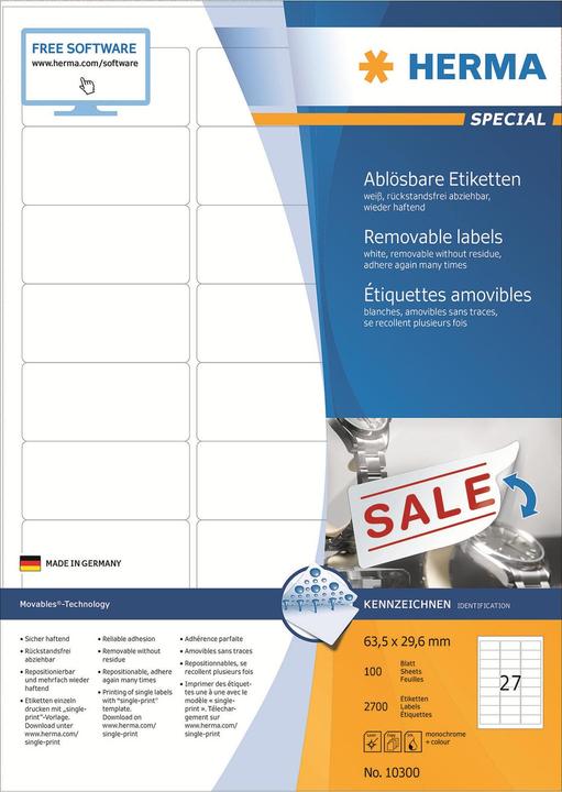 Actual product image HERMA A4 removable labels