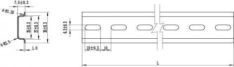 Actual product image Delock Top-hat rail 35 x 7.5 mm, 10 made of steel, with slotted holes