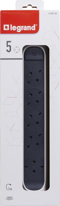 Actual product image Legrand Rotatable power strip 5x socket, 3m cable white-black 694538 (5 x, CEE7, 3 m)