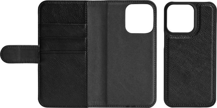 Actual product image Essentials iPhone 13 Pro PU wallet, detachable, 3 card, Black (Apple iPhone 13 Pro)