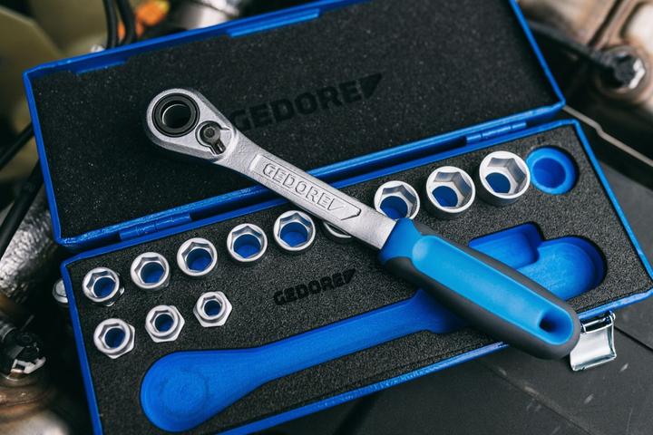 Actual product image Gedore 19 SKU-20 Socket spanner set 1/2", 14 pieces, 10-24 mm (23 mm, 10 mm, 13 mm, 16 mm, 18 mm, 15 mm, 17 mm, 20 mm, 11 mm, 14 mm, 19 mm, 22 mm, 24 mm, 12 mm, 21 mm)